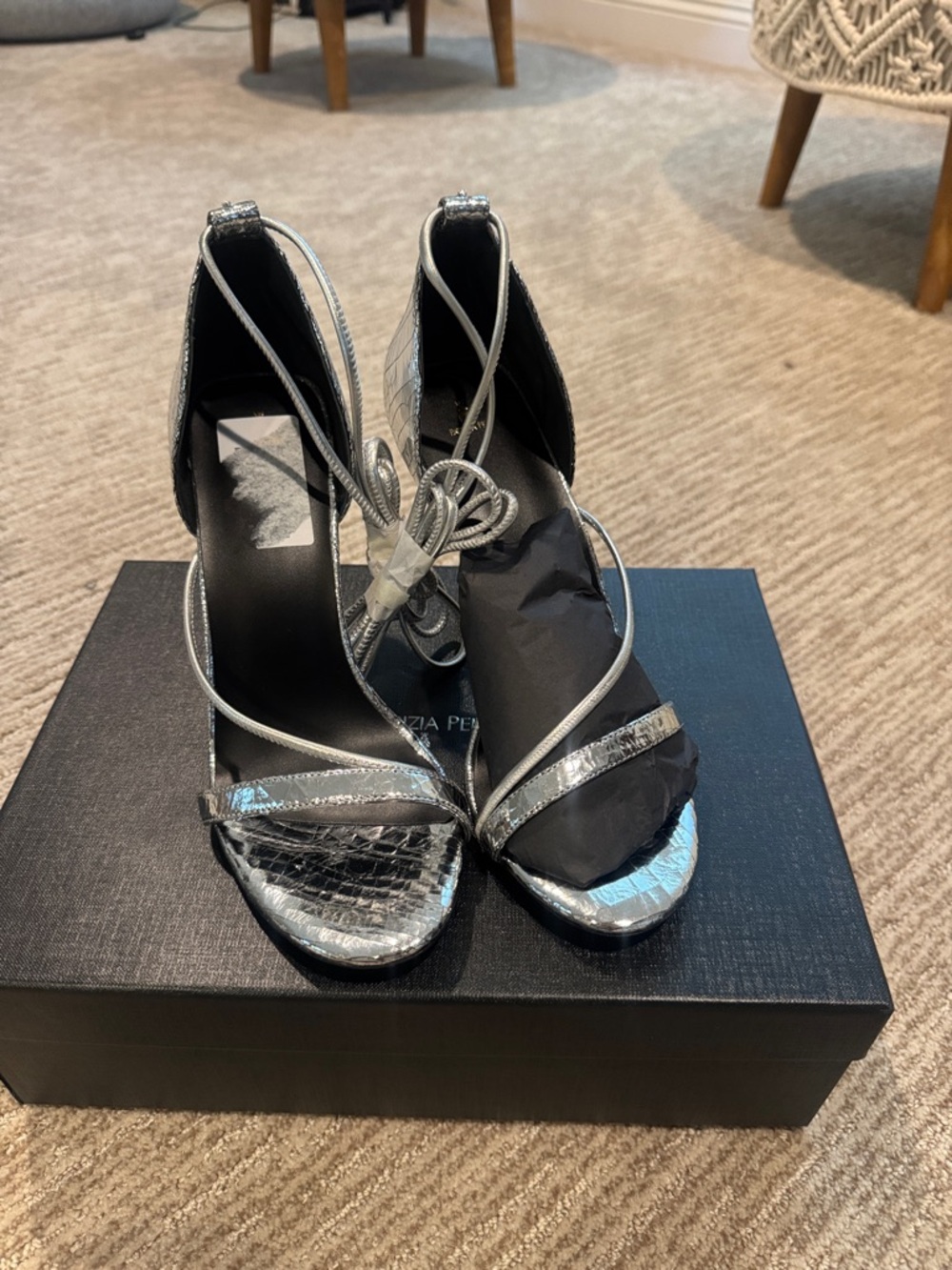 Patrizia Pepe Minimal Shape sandals in laminated leather